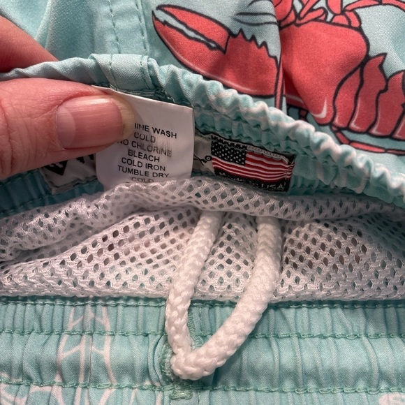 WEEKENDER men’s swim trunks in teal with lobster print - Picture 4 of 5